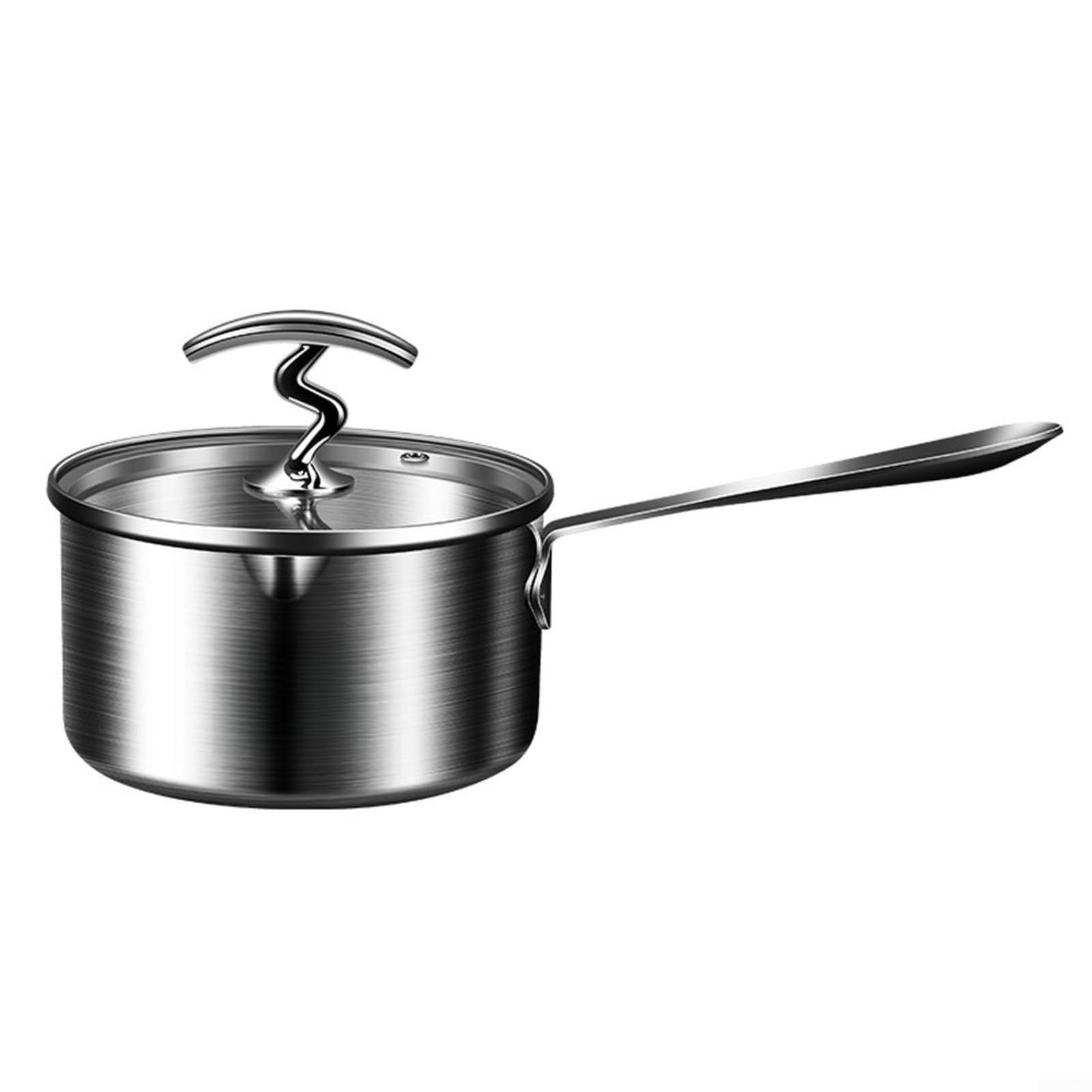 Pentola per latte in acciaio inossidabile 304, design a doppio beccuccio, base multistrato per calore uniforme, casseruola compatta per alimenti per bambini, zuppe, tagliatelle, argento, 29,5