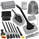 Viewmax Windshield Cleaner Tool, 18Pcs Car Interior Detailing Brush Set, Inside Windshield Cleaning Kit with 2 Microfiber Pads, Duster Brush, Cleaning Gel, Car Detailing Supplies for Women & Men