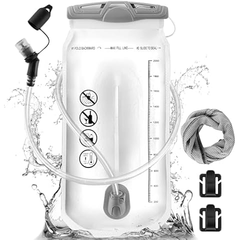 CHERAINTI Hydration Bladder - 2L Water Bladder for Backpack, Large Opening Leak Proof 2 Liter Water Reservoir Storage Bag, Hydration Pack Replacement for Outdoor Hiking Camping Cycling Running Cover