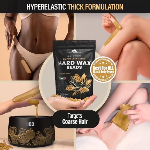 Image of Tress Wellness Wax Beads - Dermatologically Tested - At-Home Kit for Bikini, Brazilian & Full Body - Unscented 2.2 lbs