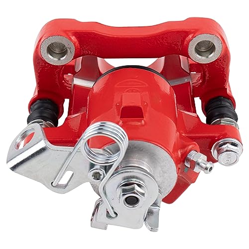 Image of TRQ Rear Right Brake Caliper w /Bracket Performance Red Passenger Side