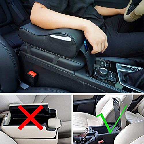 Image of Automaze Center Console Armrest Thick Cushion,Soft Memory Foam PU Leather Height Arm Rest Pad with Phone Pocket Storage Bag