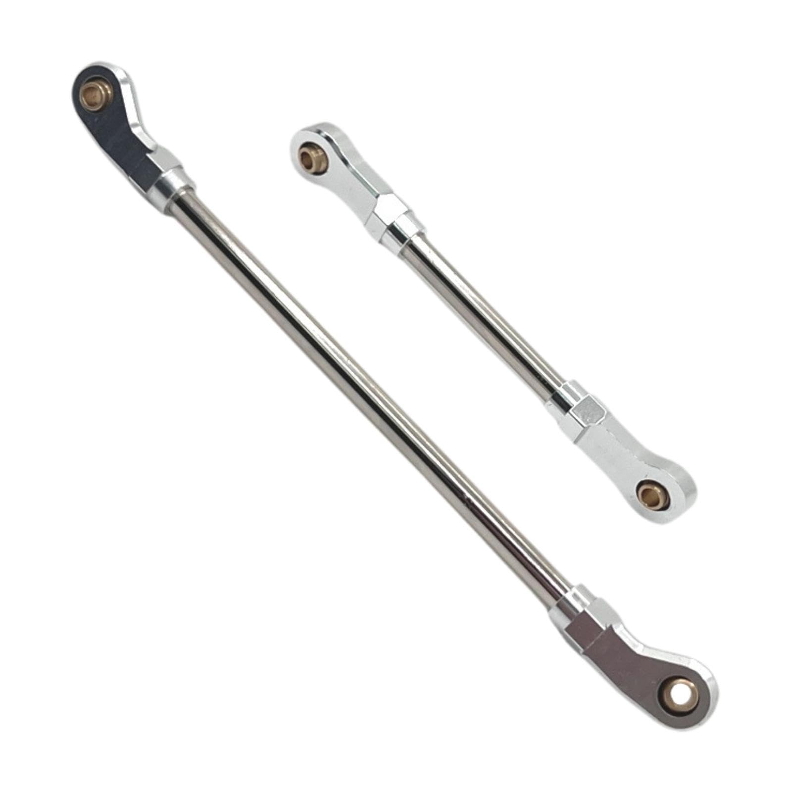 DYNWAVE 2X 1/10 Steering Servo Link Adjustable Replaces DIY Stable Upgrade Part Aluminum Alloy Steering Rod for 104026 104006 RC Car, Silver