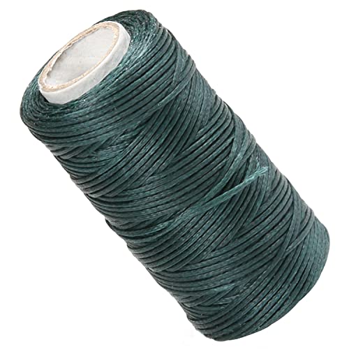 Auniwaig Sewing Waxed Thread, Leather Sewing Flat Waxed Thread String, 50M Blackish Green Wax String for Leather, Sewing, Craft, DIY