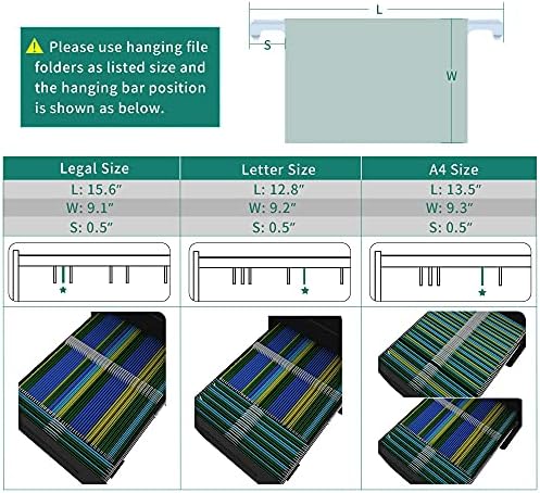 YITAHOME 3-Drawer Rolling File Cabinet, Metal Mobile File Cabinet with Lock, Filing Cabinet Under Desk fits Legal/Letter/A4 Size for Home/Office, Fully Assembled, Black