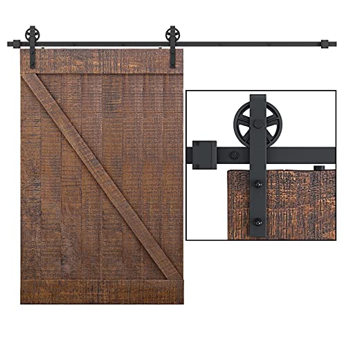 SMARTSTANDARD 9 ft Sliding Barn Door Hardware Kit (4ft-16ft) Black