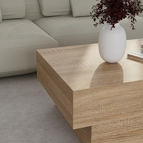 Table Basse Extensible 80x60 Effet Chêne [en.casa]