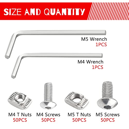 WMYCONGCONG 200 PCS 2020 Series T Nuts M4 M5 T Slot Nut Head Fastener Nut Nickel Plated Carbon Steel Sliding T Nuts Assortment Kit for Aluminum Profile Accessories - Image 3