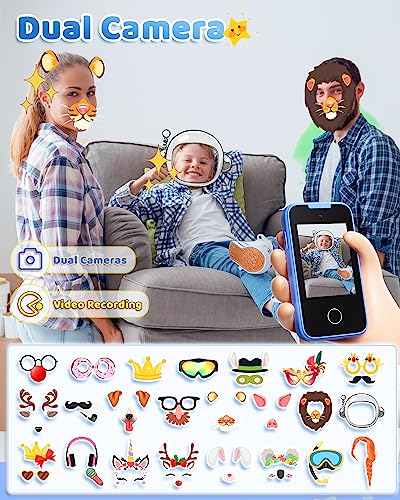 Shiningstone Kids Toddler Toy Phone For Girls Boys Age 3-6, Mp3 Music Player With Dual Camera, Kids Phone For Boys 3 4 5 6 7 Year Old, Best Christmas Birthday Gifts For Kids(Blue) #TOP3