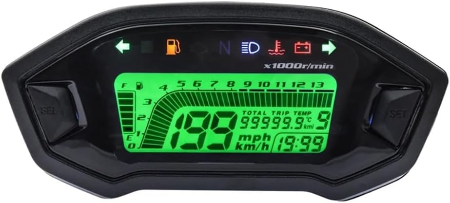 Motorcycle Odometer Gauge Motorcycle Digital 13000rpm Tachometer For 2-4 Cylinders 7 Colors Backlight Speed Meter Gauge Odometer