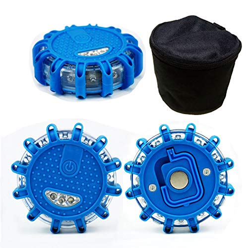 Paquete de 3 luces LED de emergencia de seguridad para carretera con luces intermitentes de advertencia para coche, luces nocturnas en carretera con imán/… (azul) Cover