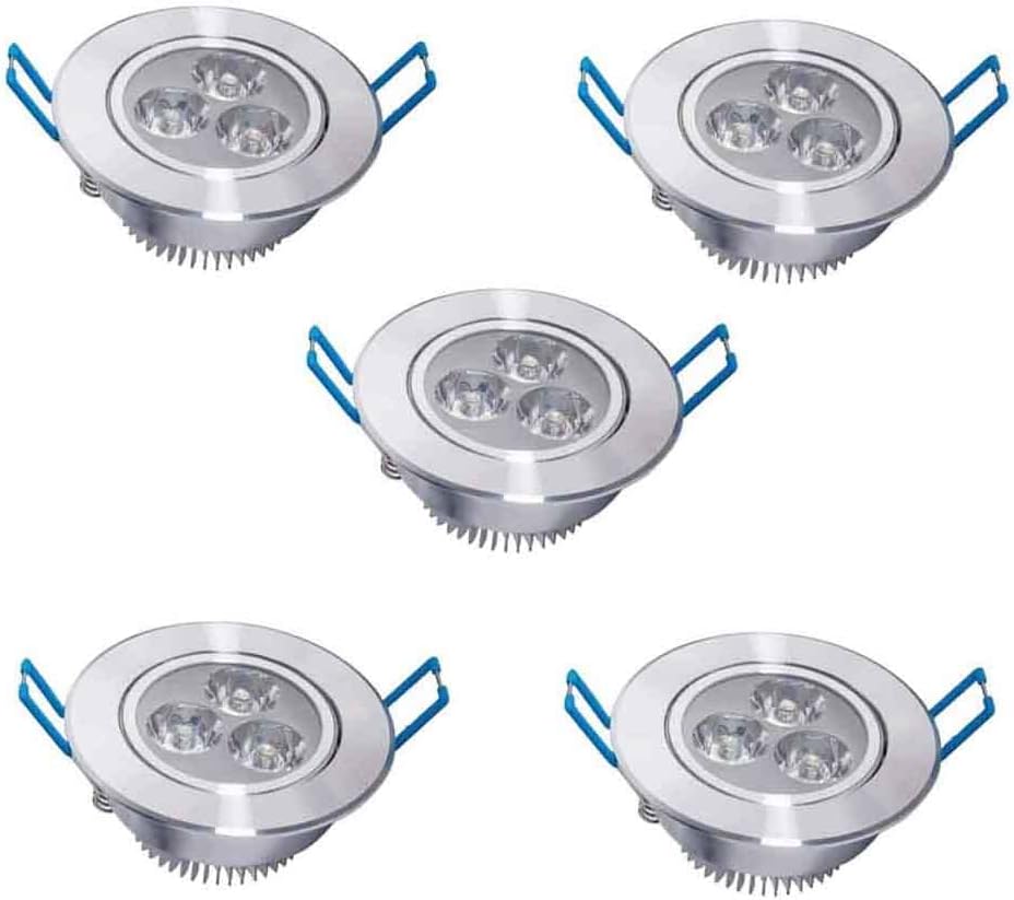 3W LED Ceiling Light Downlight Spotlight Lamp Recessed Lighting Fixture with LED Driver 110V Pack of 5