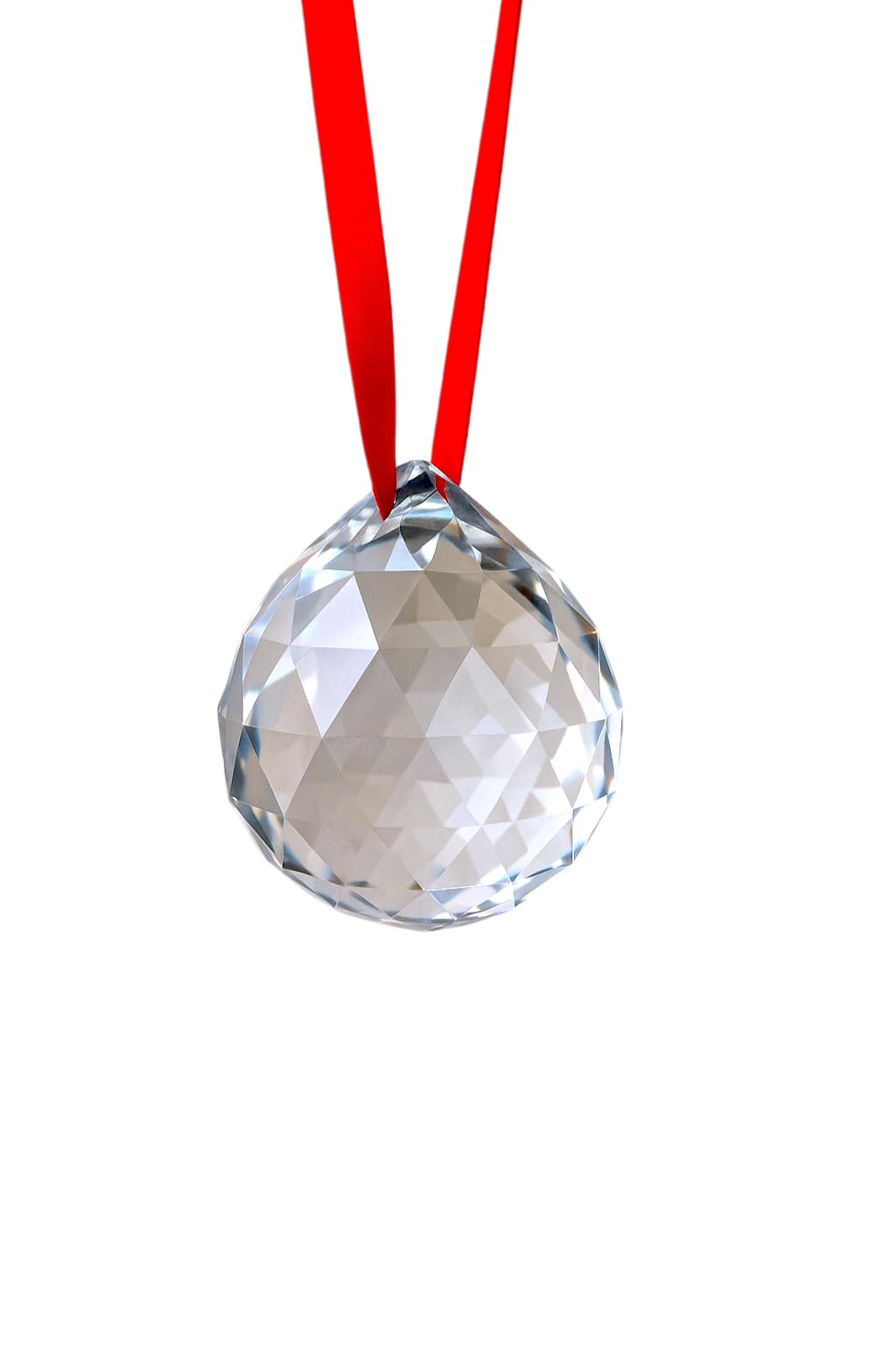 Achleshwar Crystal Hanging Ball with Red Ribbon, 2.5 cm, Clear Glass Feng Shui Ornament-image-14