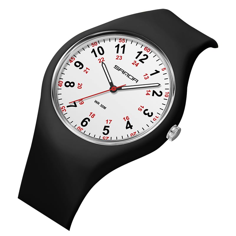 FANMIS Fashion Teenage Student Minimalist Analog Watch Unisex Ultra-Thin Sports Watch Waterproof Nurse Watch Military Time Luminous Easy Read Dial with Colorful Silicone Band2