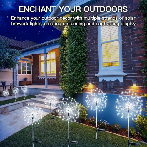 suddus Solar Garden Lights Outdoor Waterproof Decorative, 2Pack 150LED Firework Lights, Solar Fairy Lights for Yard, Garden, Party, Patio, Pathway, Flowerbed - White by suddus - Image 2