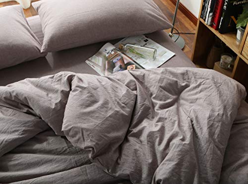 Image of F.Y.Dreams 100% Washed Cotton Duvet Cover for Weighted Blanket 80x87 inches with 16 Ties, Zipper on Long Side /Purple Bean Paste /Just Duvet Cover