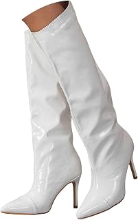 Women Knee High Boots Sexy Pointed Toe Tall Boots Stiletto High Heel Comfortable Slouch Long Boot Women's Leather Party Dressy Wide Calf Slip On Booties Fashion Classic Dress Shoes