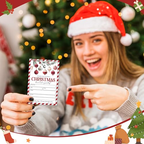 image for CWIOQPYI Christmas Party Invitations, 25 Set Xmas Lights Invitation Ca