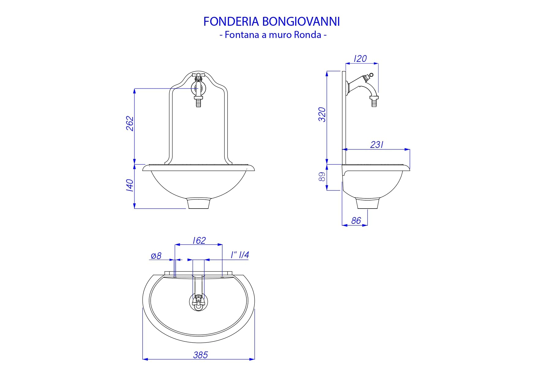 Fonderia Bongiovanni | Fontaine de Jardin | Fontaine Murale | Modèle Ronda | avec Robinet Laiton Bruni 303B | pour Maison Jardin | Fontaine d'extérieur| Fontaine de Jardin extérieur