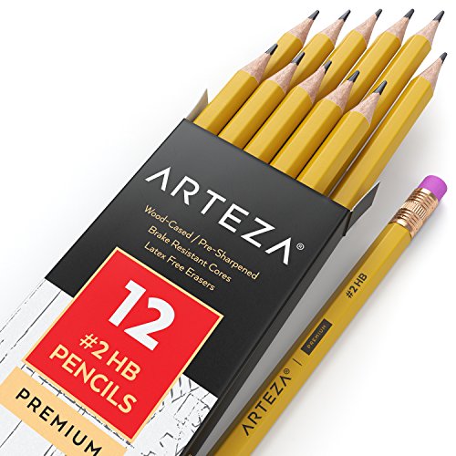 Arteza School Pencils HB #2, Pack of 96, Wood-Cased Graphite Pencils in Bulk, Pre-Sharpened, with Erasers, Office & School Supplies for Exams and Classrooms