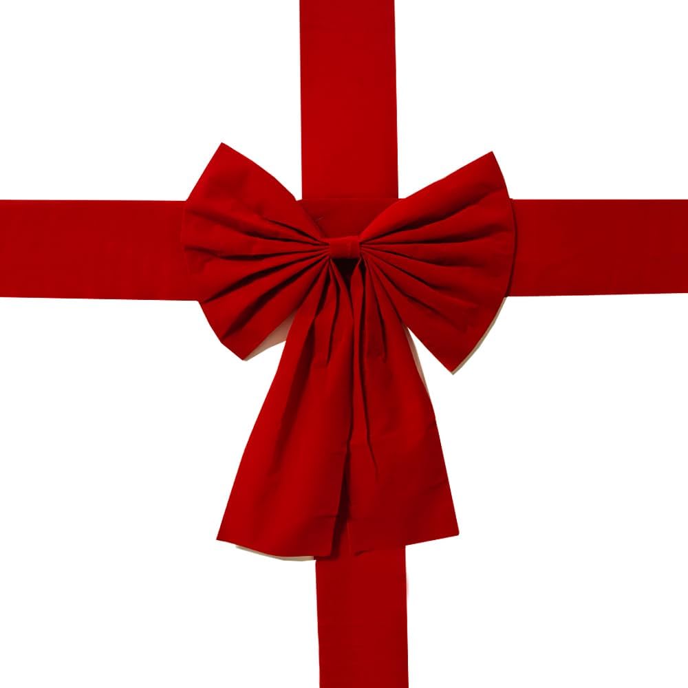 Christmas Door Large Ribbon Bows Red Christmas Bow Festival Decorations for Tree Fireplace Home Front Door Party Supplies, 1pc