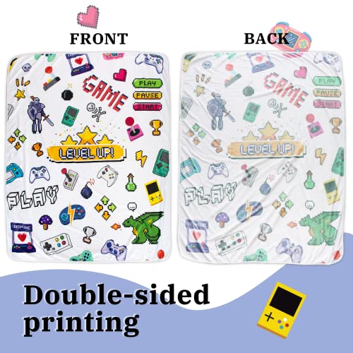 Gaming Blanket Soft Double Sided Print Throw Blanket Video Games Flannel Fleece Blanket For Gamer Teens Kids Boys Blankets Room Decor For Couch Sofa Bed Game Blanket Birthday Gifts 60"X 50" #TOP1