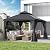 SHPAI 12’ x 12’ Hardtop Gazebo, Outdoor Aluminum Gazebo with Galvanized Steel Double Roof Canopy, Outdoor Permanent Metal Pavilion with Curtains and Netting for Patio, Backyard and Lawn, Dark Grey