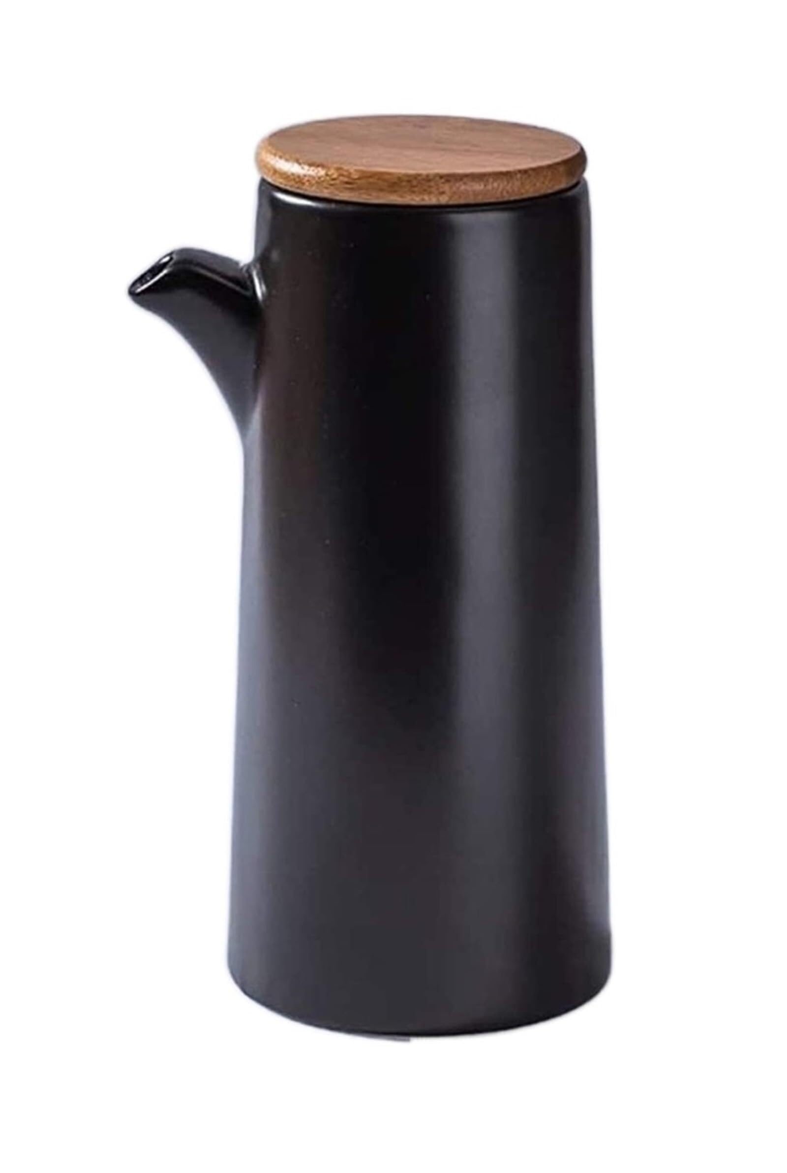 Distributore di Olio e aceto in Ceramica da 450 ml con Coperchio sigillato, Bottiglia di Olio Nera per Salsa di soia, aceto e condimenti liquidi