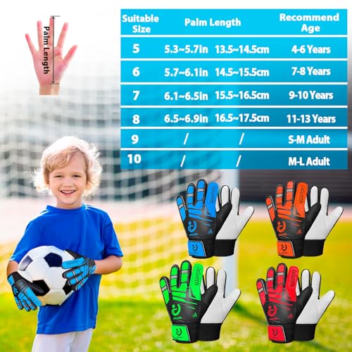 Jalunth Torwarthandschuhe Kinder Jungs Mädchen Junior Jungen Fußballhandschuhe Fussballhandschuhe Trainingshandschuhe Torwart Fussball Fußball Handschuhe größe 4 5 6 7 8 mit rutschfeste Latex