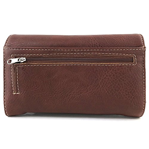 Justin West Laser Cut Rhinestone Cross Design Studded Tooled Wristlet Trifold Wallet Attachable Long Strap4