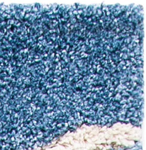 Image of Round Shaggy Fur Rugs and Carpet for Bedroom, Living Room (7x7 Feet Round, Blue,Ivory)