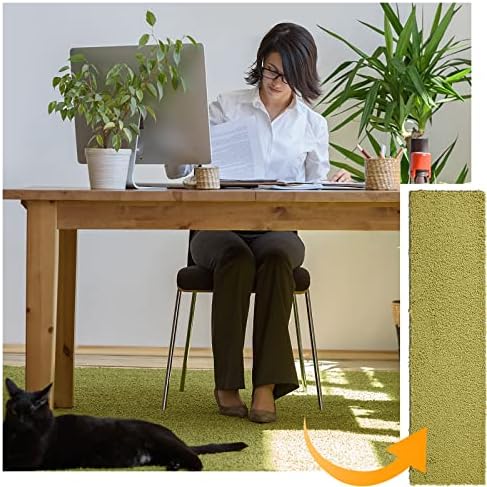 Matace Removable Carpet Tile, Stain Resistant Plush Pile, Non Adhesive Non Slip Backing with Padding, DIY Install and Machine Washable, Rec for Kids Playroom, Bedroom, Dressing Room and More (Green)