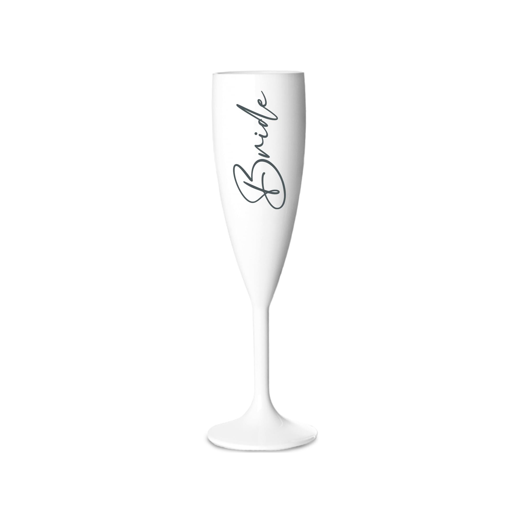 Print Maniacs Champagne Premium White Flute Glass Bride Groom Mr Mrs Wedding Maid Honour Wine Cocktail Prosecco Celebrations Gift (Grey, Bride)