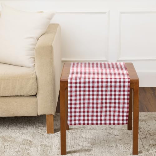 Solino Home Linen Gingham Check Table Runner...