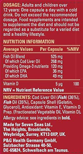 Miniatura 10 de Seven Seas Aceite de Hígado de Bacalao Puro 120 cápsulas