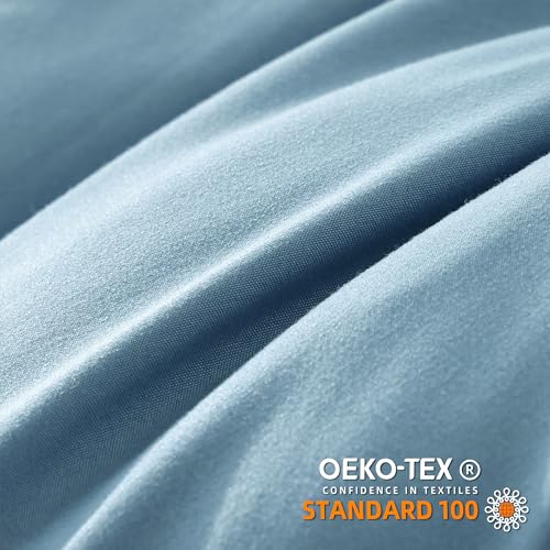 YIRDDEO King Size Comforter Set - King Size Comforter with Ball Pom Fringe, Soft King Bedding Set for All Seasons - 3 Pieces, 1 Comforter (104"x90"inches) & 2 Pillow Shams(20"x36"), Dusty Blue