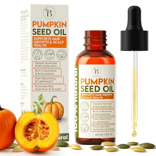 Pumpkin Seed Oil for Hair Growth & Care - Dry Scalp Oil, Skin & Nail Hydration (2Fl Oz), - Cold Pressed Pumpkin Seed Extract Drops for Scalp Care - Smooth Split Ends - Natural Hair Serum Alternative