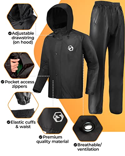 Foxelli Rain Suit For Men & Women, Waterproof Rain Gear For Motorcycle, Golf, Fishing, Lightweight Breathable Rain Suits #TOP4