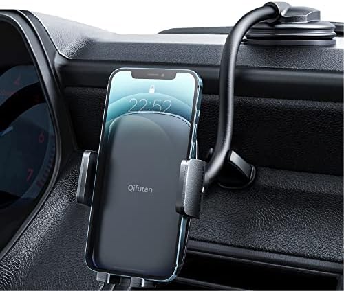 Qifutan Cell Phone Holder for Car Phone Mount Long Arm Dashboard Windshield Car Phone Holder Strong Suction Anti-Shake Stabilizer Phone Car Holder Compatible with All Phone Android Smartphone