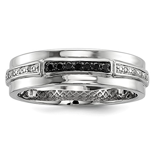 Solid 925 Sterling Silver White & Black Diamond Men's Ring (6mm) (1/8ct.)