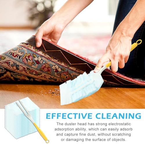 Image of 30 Count Duster Refill, 180 Dusters Heavy Duty Refills, Multi-Surface Duster Electrostatic Replacement Head Detachable Handle, Disposable Duster Heads for Home Office Furniture(Yellow)