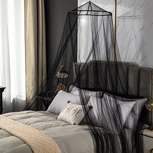 Visator Mosquito Net Bed Canopy For Girls,King Canopy Bed Curtains Queen Size From Ceiling,Dome Mosquito Netting Bed Tent Twin Girls Canopy Bed Decor For Baby Crib,Kid Bed And Adult Beds (Black) #TOP6
