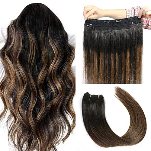Image of colored with golden highlights curly extension