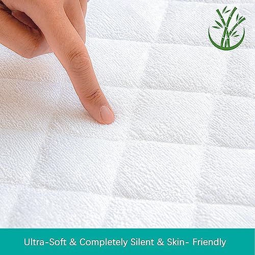 Image of Zippered Crib Mattress Protector Waterproof, 6-Sided Encasement,White