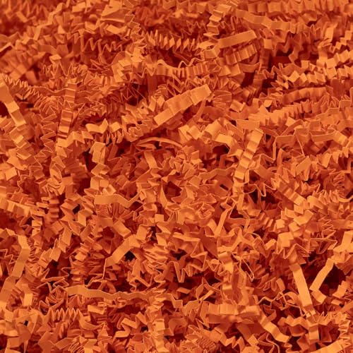 Mefleet 1/2 LB Crinkle Cut Paper Shred Filler 8 oz Orange Crinkle Shredded Paper for Gift Box - Gift Basket Bag Filler - Grass Cushion Stuffing for Halloween Fall Easter Holiday Packaging Wrapping