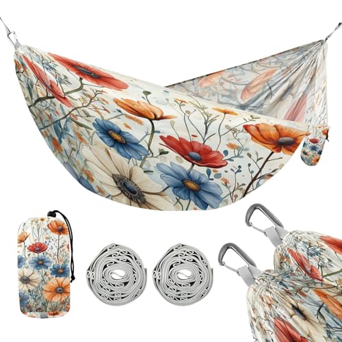 ATTX Elegant Wildflowers Camping Hammock - Lightweight & Portable Hammocks, Heavy Duty 330lbs Capacity for Indoor, Hiking, Backpacking, Travel, Backyard, Beach#12