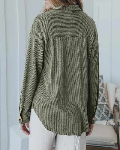 Image of PRETTYGARDEN Women's Textured Oversized Button Down Shirts