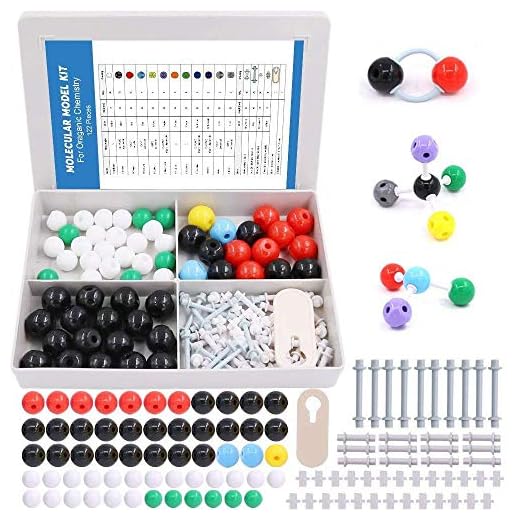 Swpeet 122 Pcs Organic Chemistry Molecular Model Student and Teacher Kit, Molecular Model Set for Inorganic & Organic Chemistry - 59 Atoms & 62 Links & 1 Short Link Remover Tool