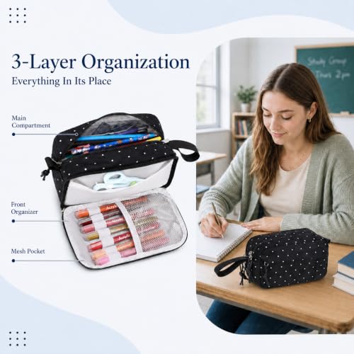 Image of Bluboon Big Capacity Pencil Case Pencil Pouch Pen Case School Supplies Cute Pencil Box Pencil Bag for Teen Girls Boys Women Man