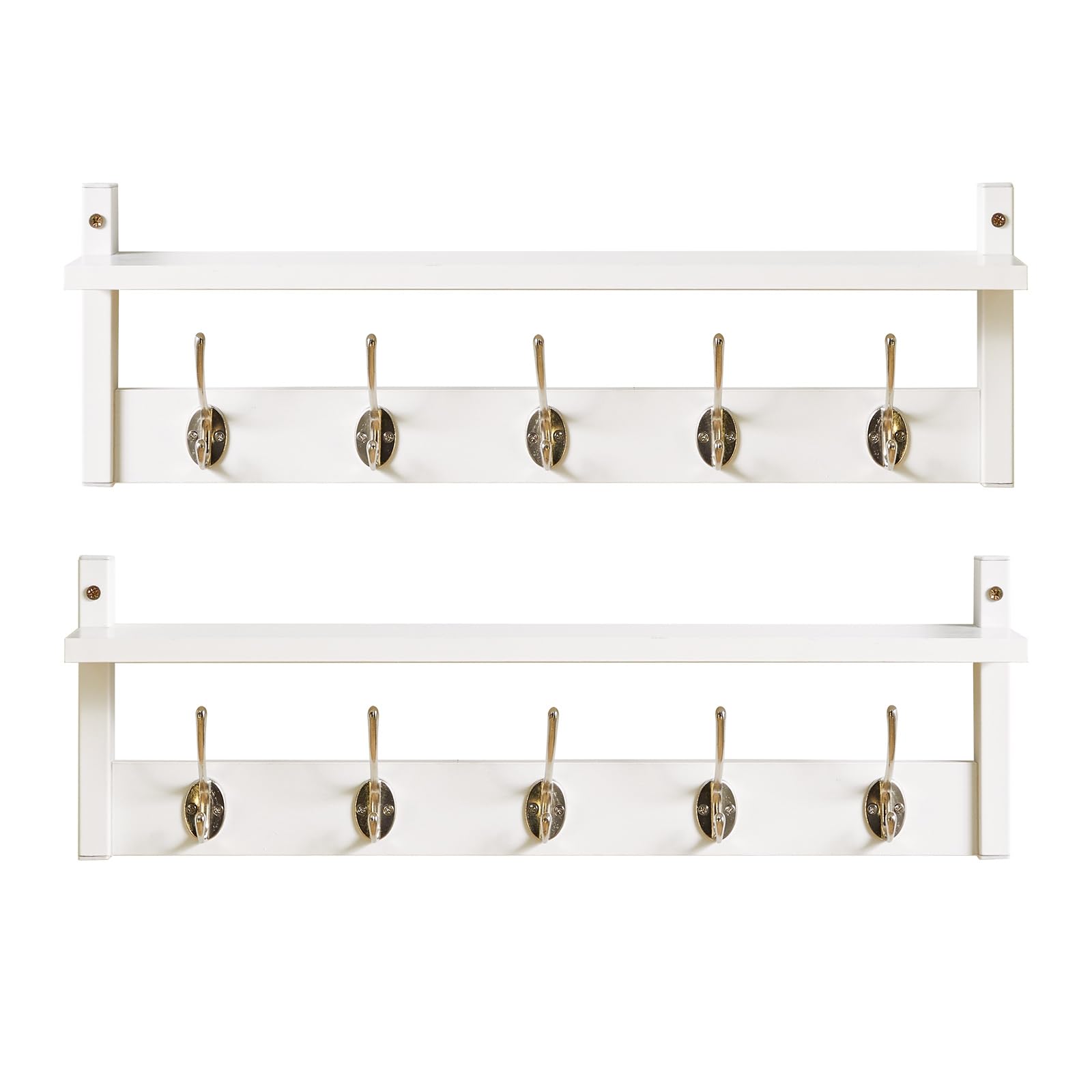 Porte-manteau mural 120 cm YMYNY HWS004W-2 Lot de 2 blanc avec 10 crochets
